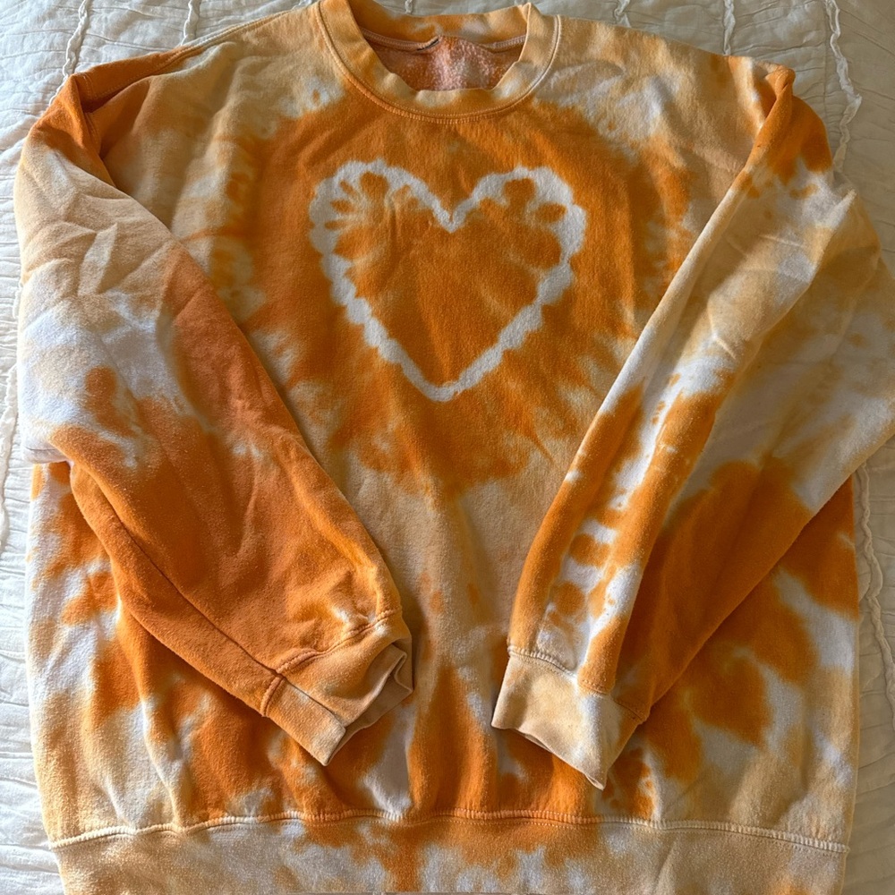 Urban Outfitters Orange Tie-Dye Heart crewneck